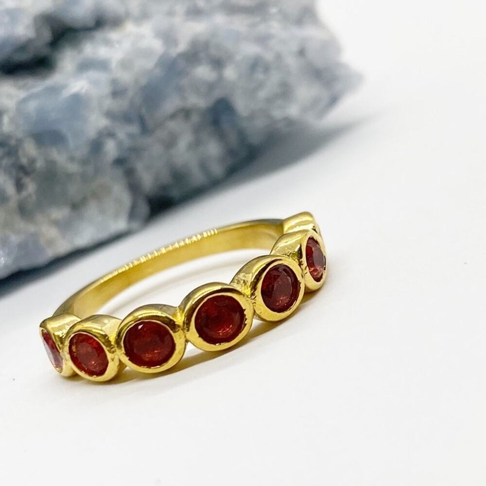 NEW Gold & Red Zirconium Gemstone Statement Ring - Picture 1 of 16